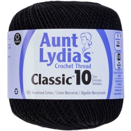 Aunt Lydia's Classic Crochet Thread - Size 10 - 350 yds; Black