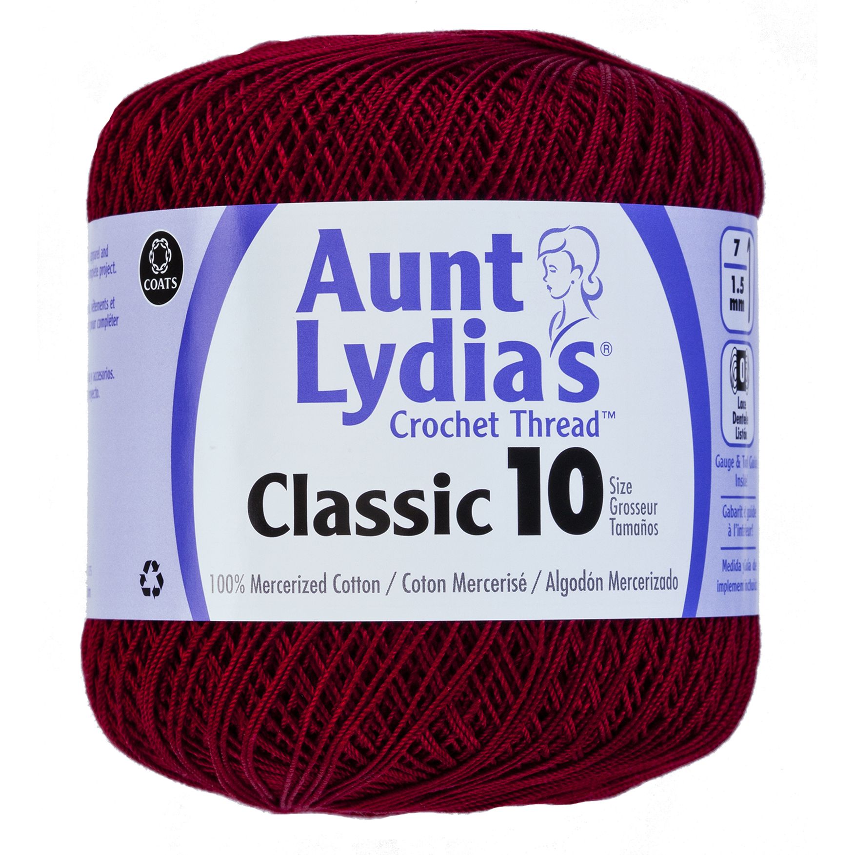 Aunt Lydia's Classic Crochet Thread - Size 10 - 350 yds; Burgundy