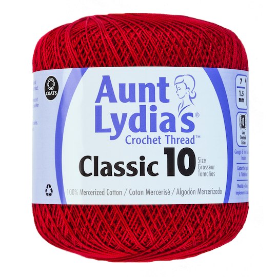 Aunt Lydia's Classic Crochet Thread - Size 10 - 350 yds; Cardinal Red