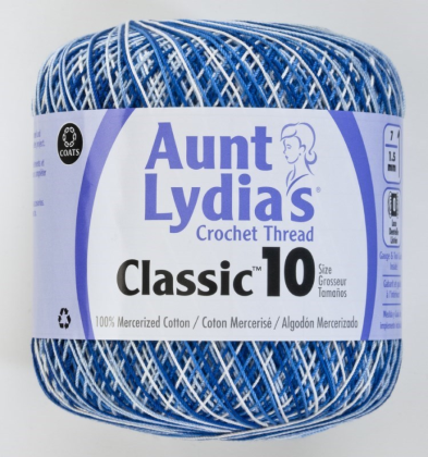 Aunt Lydia's Classic Crochet Thread - Size 10 - 350 yds; Shaded Blue