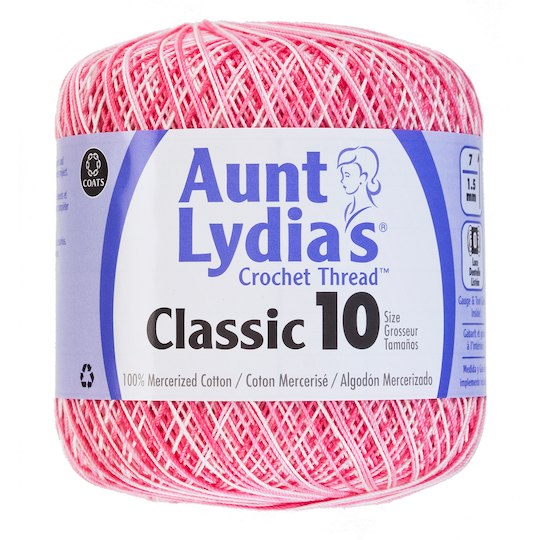 Aunt Lydia's Classic Crochet Thread - Size 10 - 350 yds; Shaded Pink