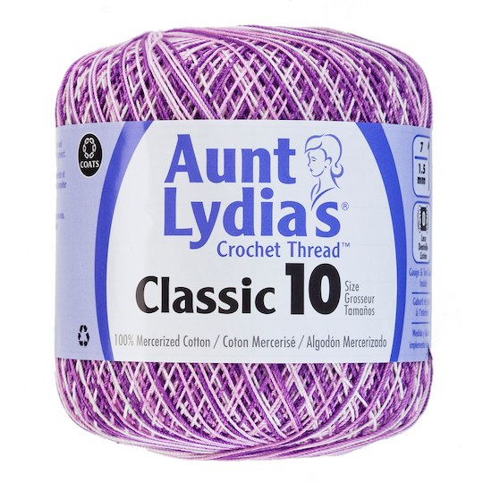 Aunt Lydia's Classic Crochet Thread - Size 10 - 350 yds; Shaded Purple