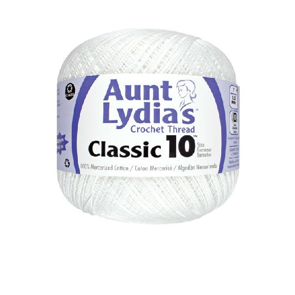 Aunt Lydia's Classic Crochet Thread - Size 10 - 400 yds; White