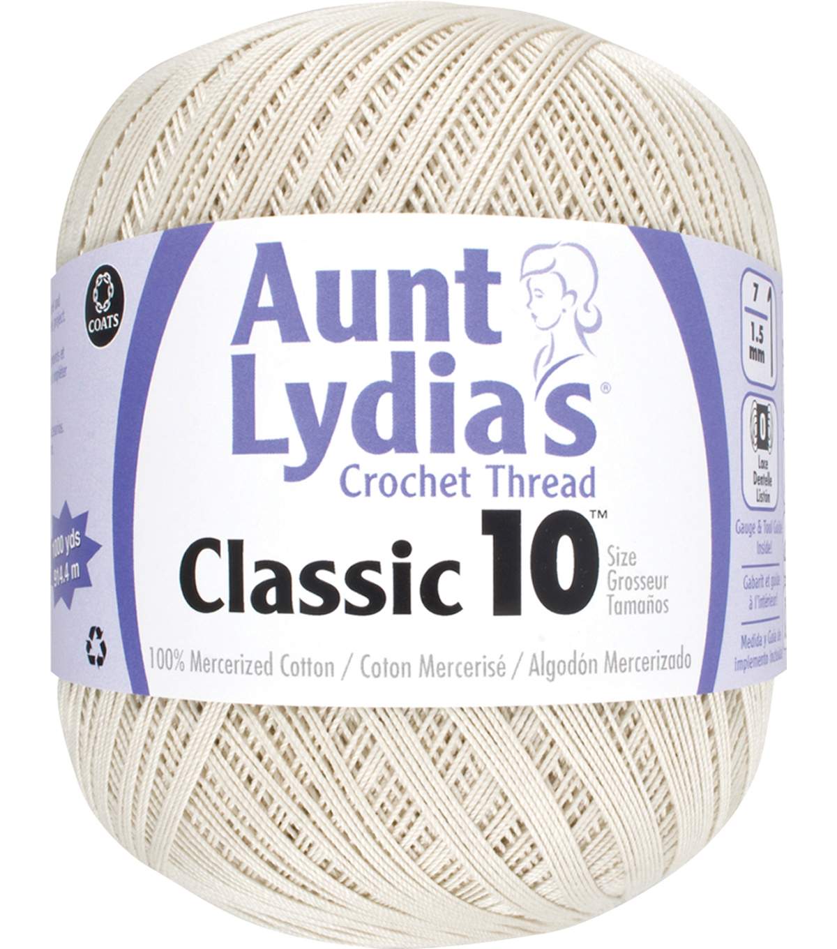Aunt Lydia's Crochet Thread - 1000 yds; Ecru