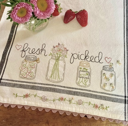 Bareroots Dishtowel Embroidery Kit - 18' x 27' - Fresh Picked