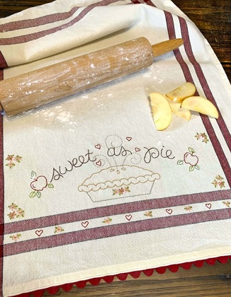 Bareroots Dishtowel Embroidery Kit - 18' x 27' - Sweet As Pie