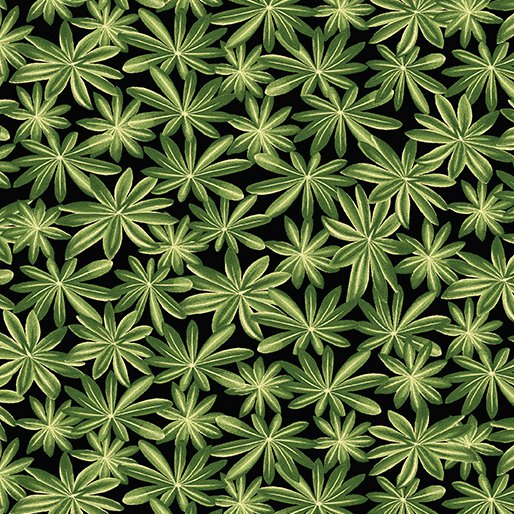 Benartex - A Wildflower Meadow - Lupine Leaves, Black