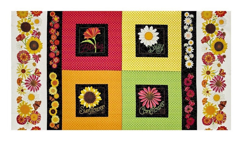 Benartex - Breezy Blooms - 24' Garden Patch Panel, Multi
