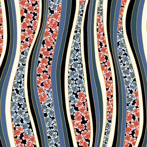 Benartex - Butterfly Fandango - Fandango Stripe, Red/Blue