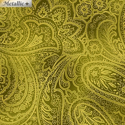 Benartex - Radiance - Radiant Paisley, Green/Gold
