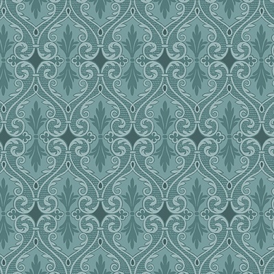 Benartex - Totally Tulips - Damask, Dark Teal