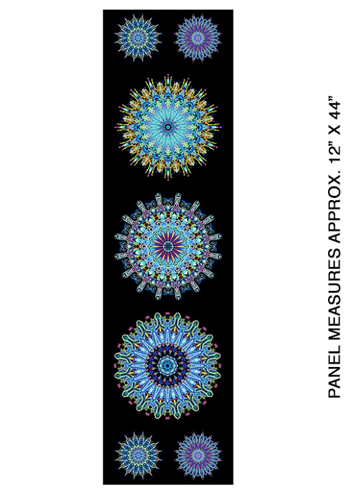Benartex - Where in the World - 12' Kaleidoscope Panel, Blue/Multi