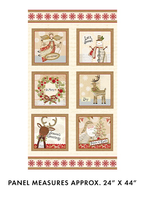 Benartex - White Christmas - 24' Vintage Christmas Panel, Cream