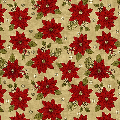 Benartex - Winterberry - Winter Poinsettia, Honey