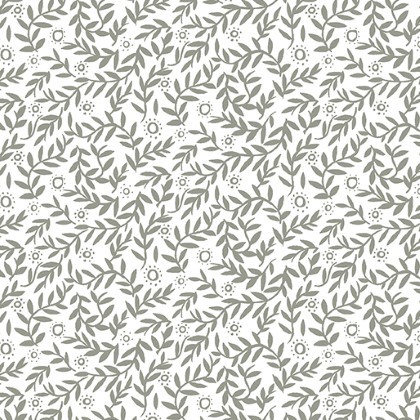 Benartex Kanvas - Cosmo Cats - Leaves, Grey on White