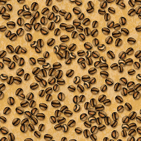 Benartex Kanvas - For The Love of Coffee - Little Coffee Beans, Caramel