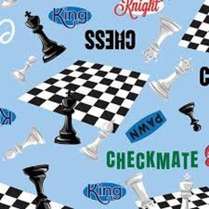 Benartex Kanvas Studio - Let's Play - Playing Chess, Blue