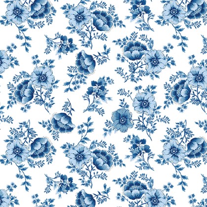 Benartex Traditions - Bluesette - Blue Flower, White