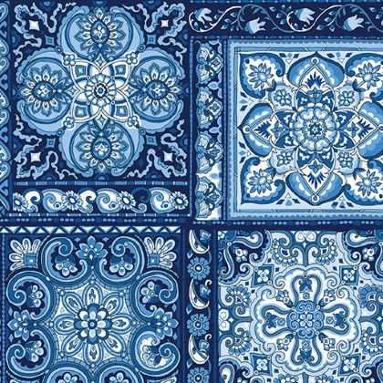 Benartex Traditions - Bluesette - Bluesette Tiles, Dark Blue