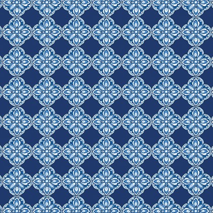 Benartex Traditions - Bluesette - Diamond Medallion, Dark Blue