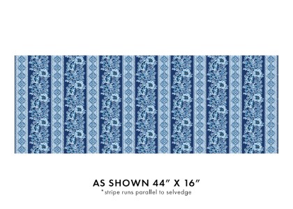 Benartex Traditions - Bluesette - Floral Stripe, Dark Blue