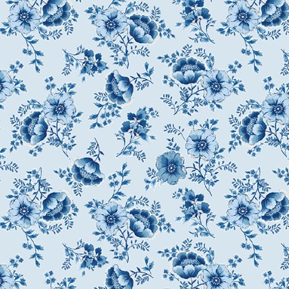 Benartex Traditions - Bluesette - Flower, Light Blue