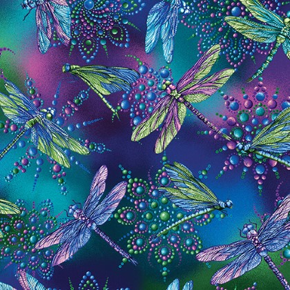 Benartex Traditions - On Dragonfly Wings - Small Dragonfly, Multi