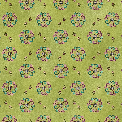 Benartex Traditions - Shangri-La - Medallion Burst, Lime