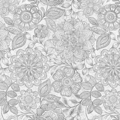 Blank Quilting - 108' Eufloria - Floral Allover, Gray