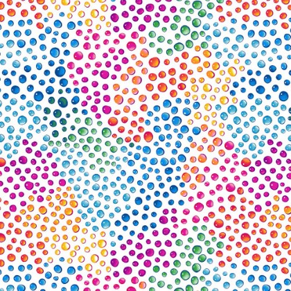 Blank Quilting - 108' Rainbow - Colored Water Droplets, White