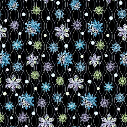 Blank Quilting - Aurora Flurries - Snowflake and Squiggles, Black