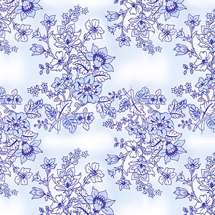Blank Quilting - Blue Jubilee - Floral Toile, Light Blue