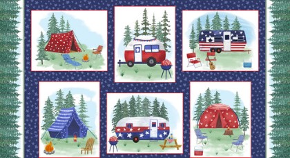 Blank Quilting - Camp USA - 24' Camping Blocks, Dark Blue