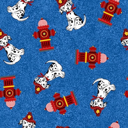 Blank Quilting - Everyday Heroes - Dalmations & Hydrants, Blue