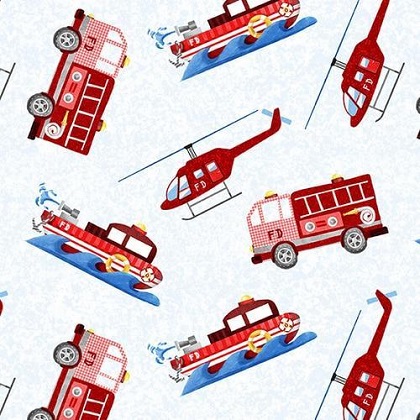 Blank Quilting - Everyday Heroes - Firefighter Vehicles, White