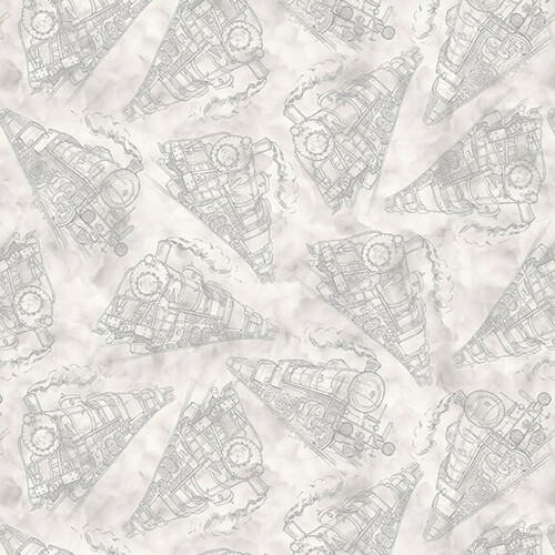 Blank Quilting - Express Track - Train Tonal, Light Gray