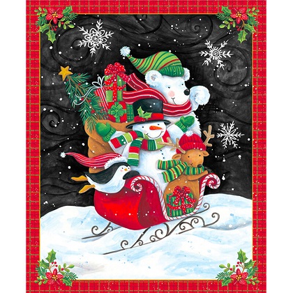 Blank Quilting - Feeling Frosty - 36' Christmas Panel, Black