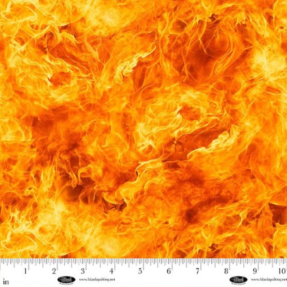 Blank Quilting - Fire Alarm - Flames, Orange