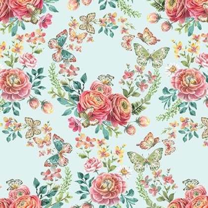 Blank Quilting - Flourish - Floral Wreaths, Mint