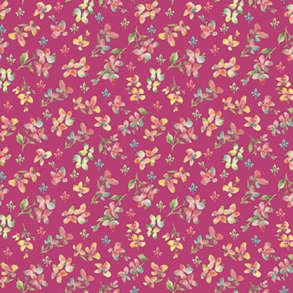 Blank Quilting - Flourish - Small Floral, Magenta