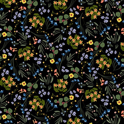 Blank Quilting - Forest Critters - Wildflowers, Black