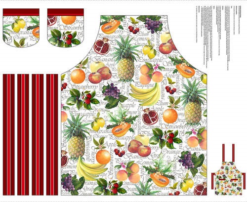 Blank Quilting - Fruit For Thought - 36' Digital Fruit Apron Panel, White