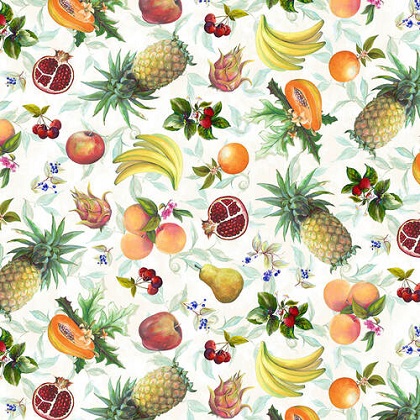 Blank Quilting - Fruit For Thought - Large Digital Fruits, White