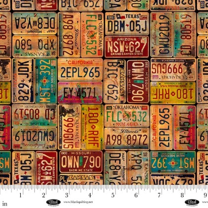 Blank Quilting - Historic Highway - Vintage License Plates, Multi