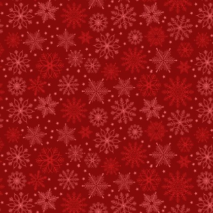 Blank Quilting - Holly Jolly Calico - Snowflakes, Crimson