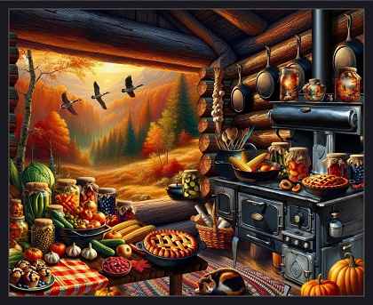 Blank Quilting - Homestead Heritage - 36' Cabin Kitchen Panel, Charcoal
