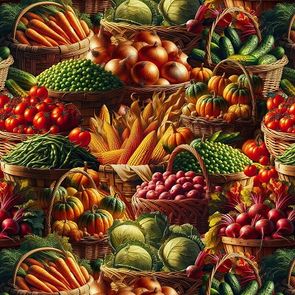 Blank Quilting - Homestead Heritage - Vegetable Baskets, Green