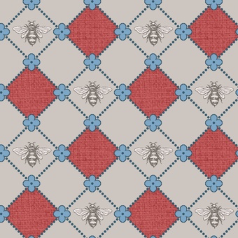 Blank Quilting - Honey Berries - Honey Bee Diamond, Red/Blue