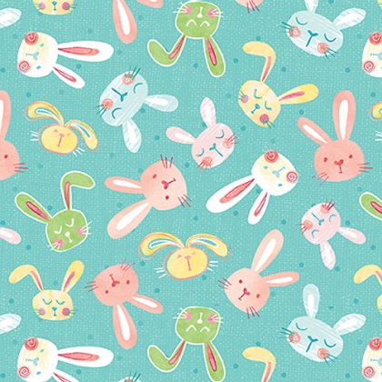 Blank Quilting - I'm All Ears - Bunny Heads, Teal