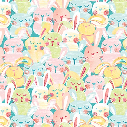 Blank Quilting - I'm All Ears - Stacked Bunnies, Light Blue